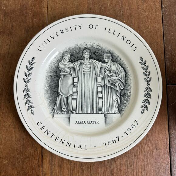 COPELAND SPODE University of Illinois Commemorative Plate 1867-1967 100 Years - Picture 1 of 5